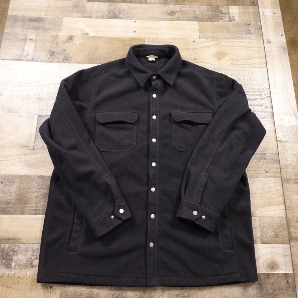 Duluth Trading Shoreman's Fleece Shirt Jac men's 2XL Tall black snap buttons